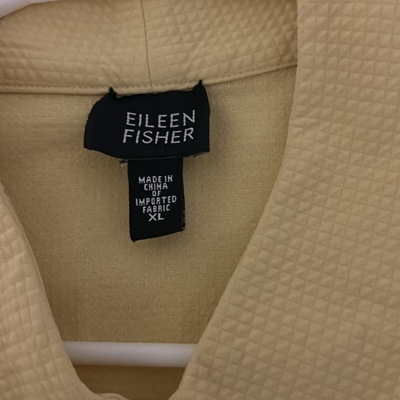 Eileen Fisher Womens Light Yellow Textured Full Zip Cotton Vest - Picture 2 of 2